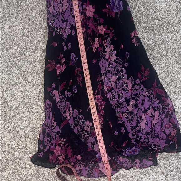K. Linda Blue Floral Purple and Black Women's Dress - Picture 8 of 11